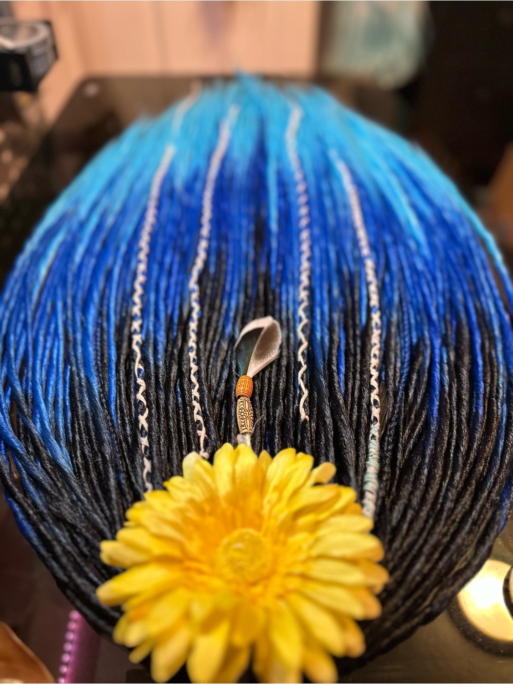 Blue Ombre Synthetic Dreadlock Extensions with Full New 60 DE Dreadlocks